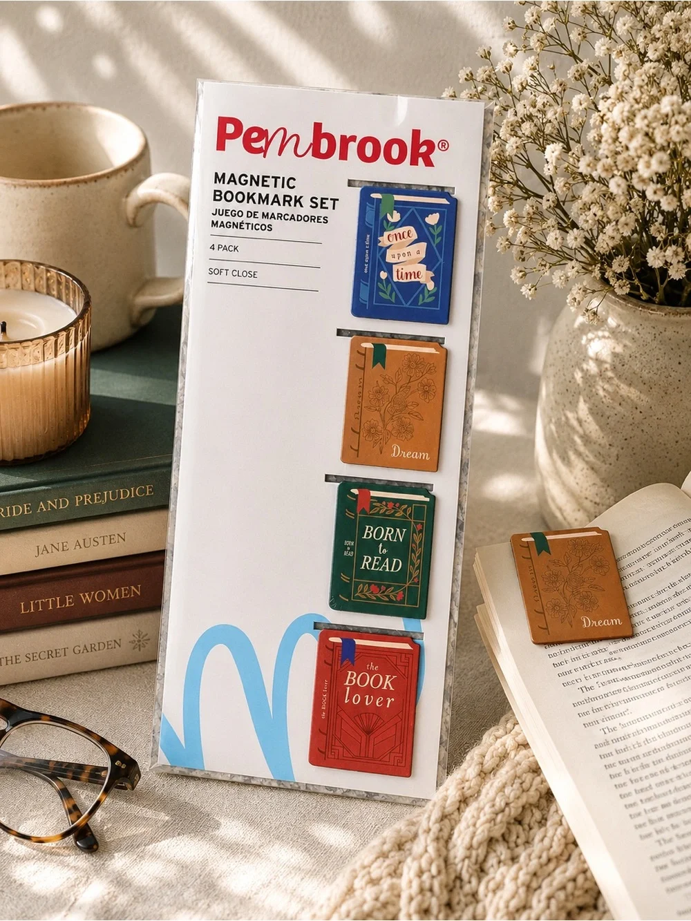 Pembrook Magnetic Bookmark Set Of 4 Pack Vintage Inspired Reader Gift Book Lover